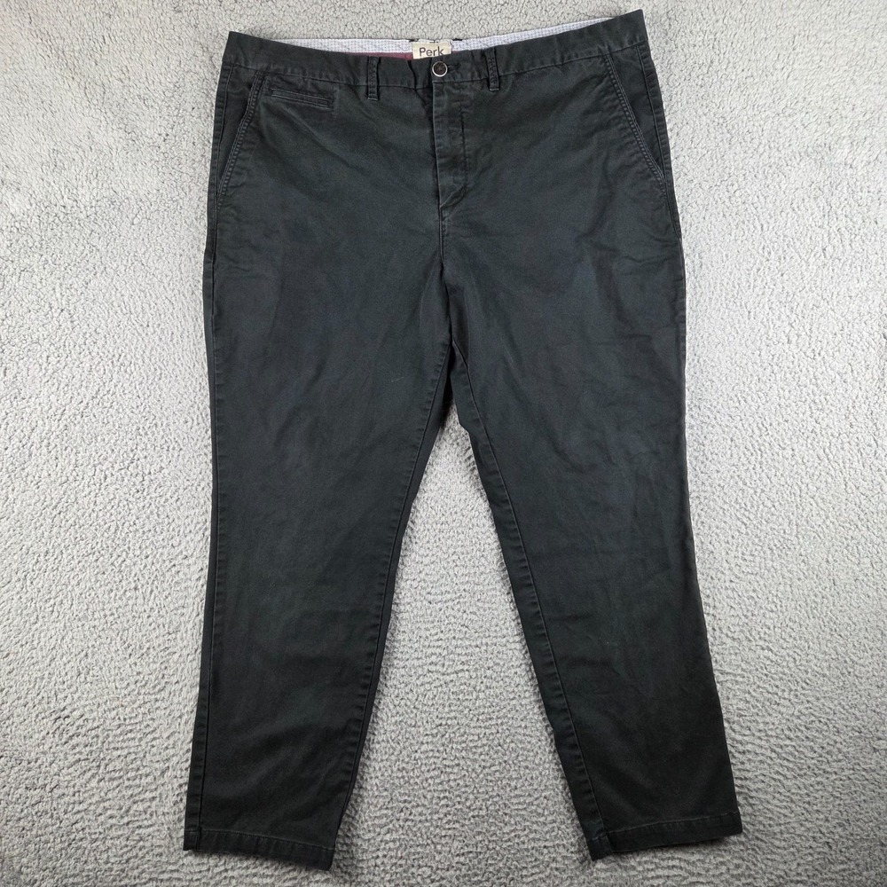 Perk Pants Mens 42x30 Black‎ Feel Good Slim Fit Stretch 5 Pocket Twill Chino